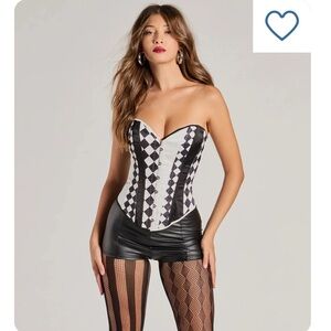ISO Anti-Hero Babe Checkered Diamond Strapless Corset Top